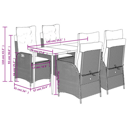5-Delige Tuinset Met Kussens Poly Rattan Beige 4 140 x 70 x 74 cm
