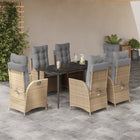 Tuinset 7-delig poly rattan beige met kussens