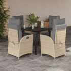 5-piece Garden Set with Cushions, Poly Rattan, Beige