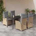5-piece Garden Set with Cushions, Poly Rattan, Beige