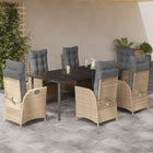 Tuinset 7-delig poly rattan beige