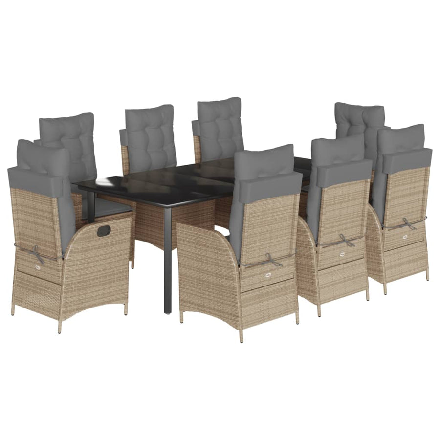 9-Delige Tuinset Met Kussens Poly Rattan Beige