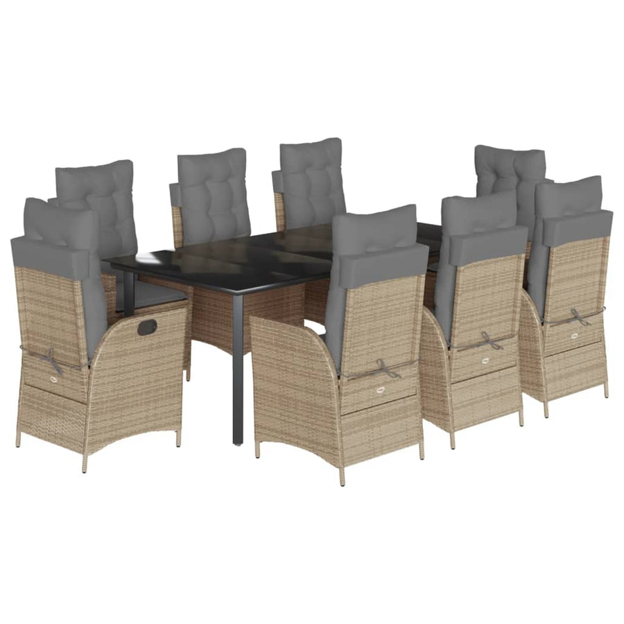 9-Delige Tuinset Met Kussens Poly Rattan Beige