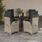 5-piece Garden Lounge Set with cushions poly rattan light grey