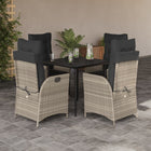 Tuinset 5-delig poly rattan lichtgrijs