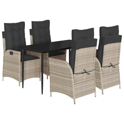 5-Delige Tuinset Met Kussens Poly Rattan Lichtgrijs 4 140 x 70 x 74 cm
