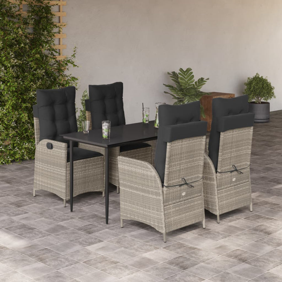 5-Delige Tuinset Met Kussens Poly Rattan Lichtgrijs 4 140 x 70 x 74 cm