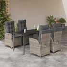 5-piece Garden Lounge Set with cushions poly rattan light grey