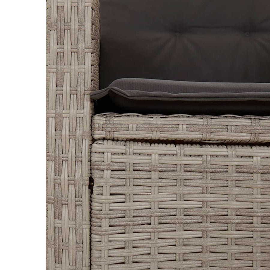 3-delige Tuinset met kussens poly rattan lichtgrijs