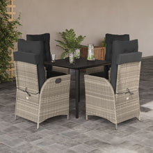 5-delige Tuinset met kussens poly rattan lichtgrijs
