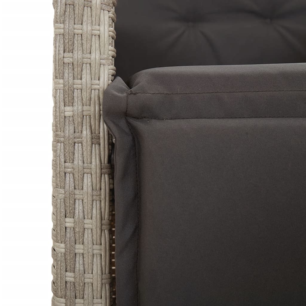 5-delige Tuinset met kussens poly rattan lichtgrijs