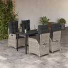 5-piece Garden Lounge Set with cushions poly rattan light grey
