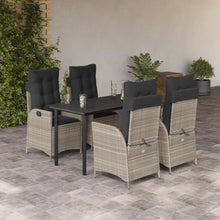 5-delige Tuinset met kussens poly rattan lichtgrijs