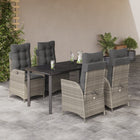 5-piece Garden Lounge Set with cushions poly rattan light grey