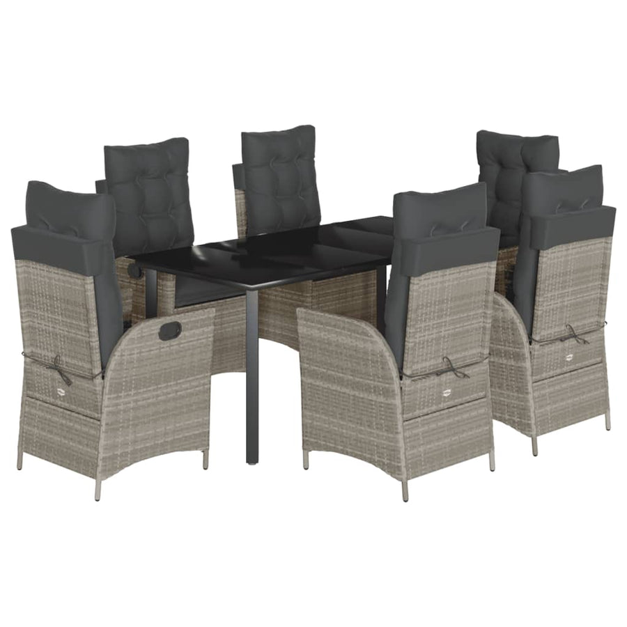 7-delige Tuinset met kussens poly rattan grijs