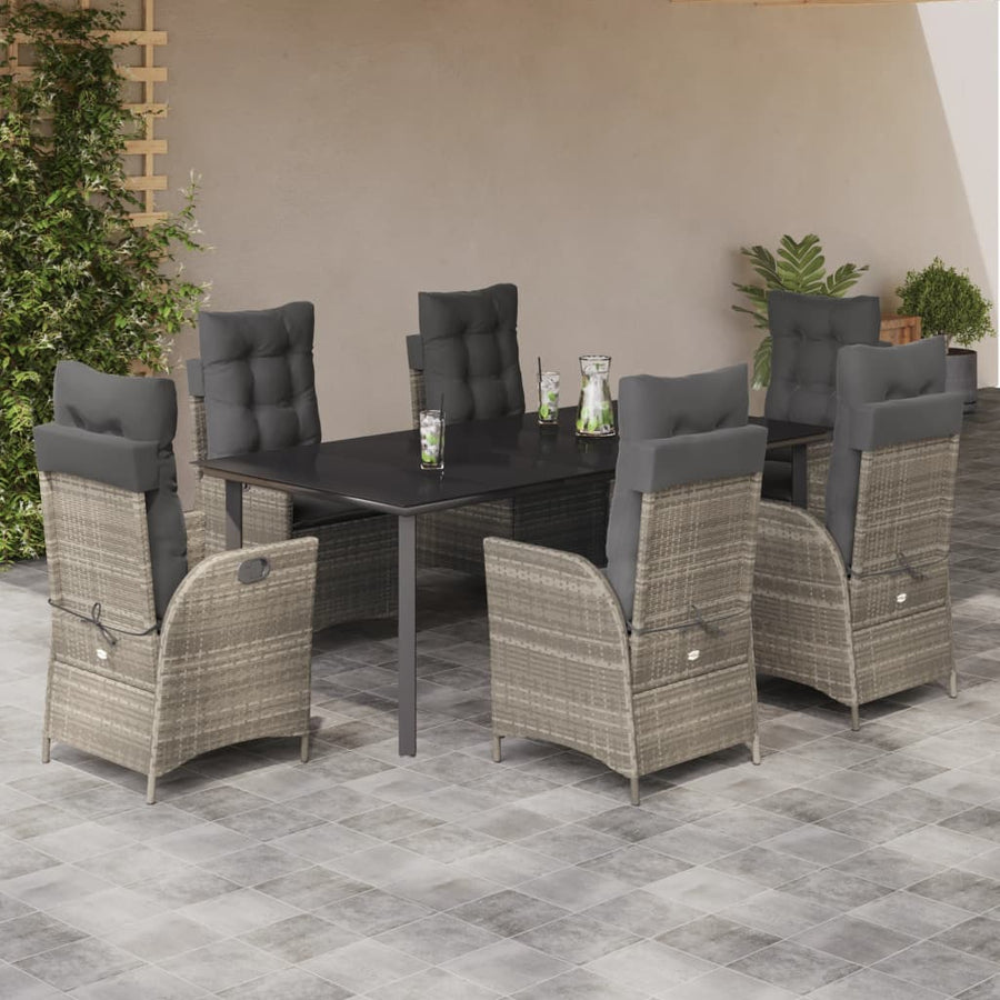 7-Delige Tuinset Met Kussens Poly Rattan Grijs Sonoma Eiken