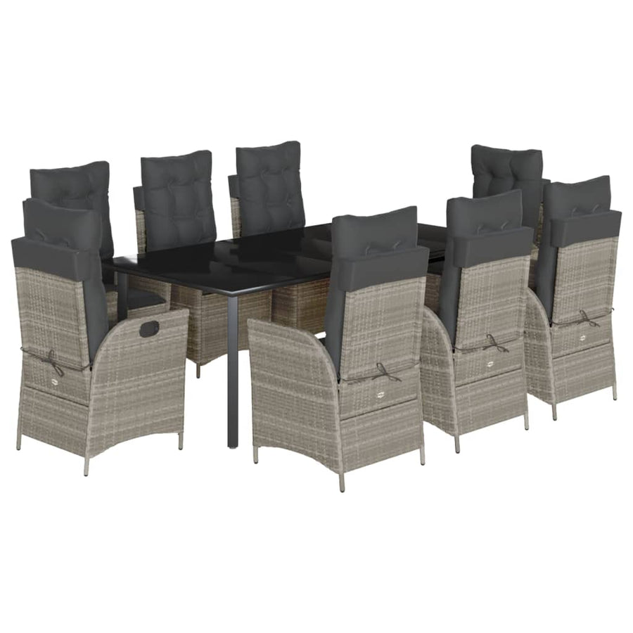 9-Delige Tuinset Met Kussens Poly Rattan Lichtgrijs
