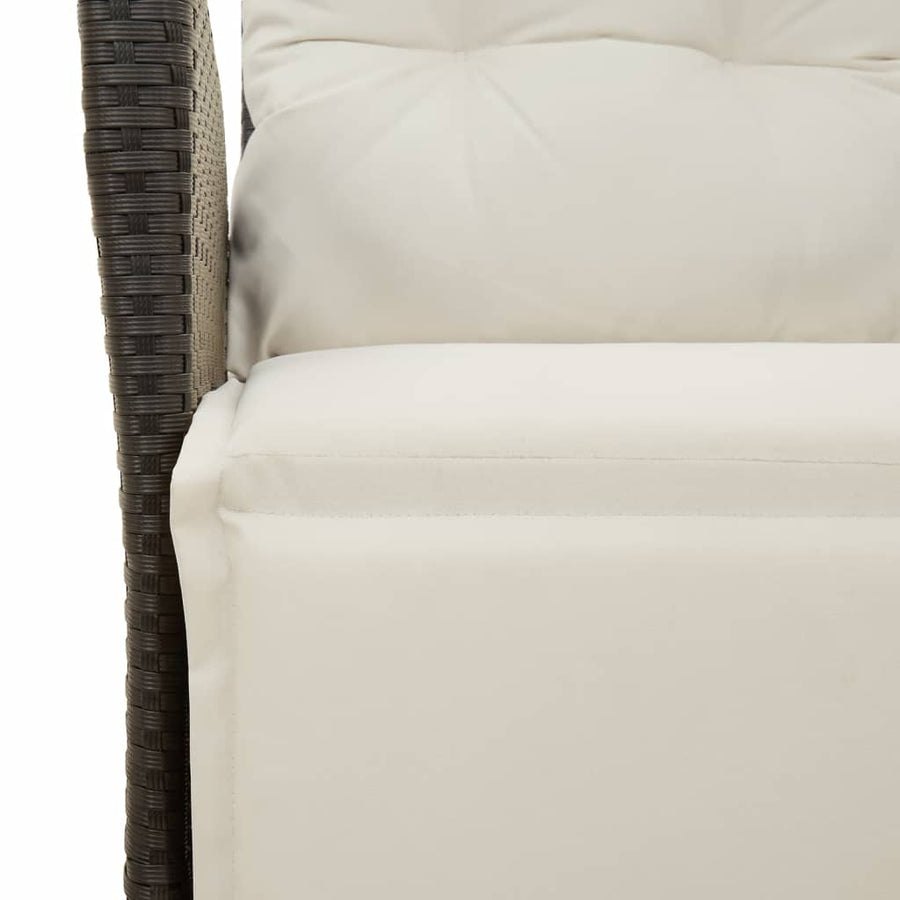 3-Delige Tuinset Met Kussens Poly Rattan 2 90 cm tafellengte Zwart en crème