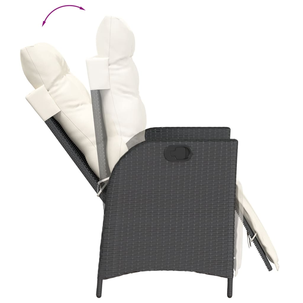 5-Delige Tuinset Met Kussens Poly Rattan 4 90 cm tafellengte Zwart en crème
