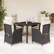 5-Delige Tuinset Met Kussens Poly Rattan 4 90 cm tafellengte Zwart en crème