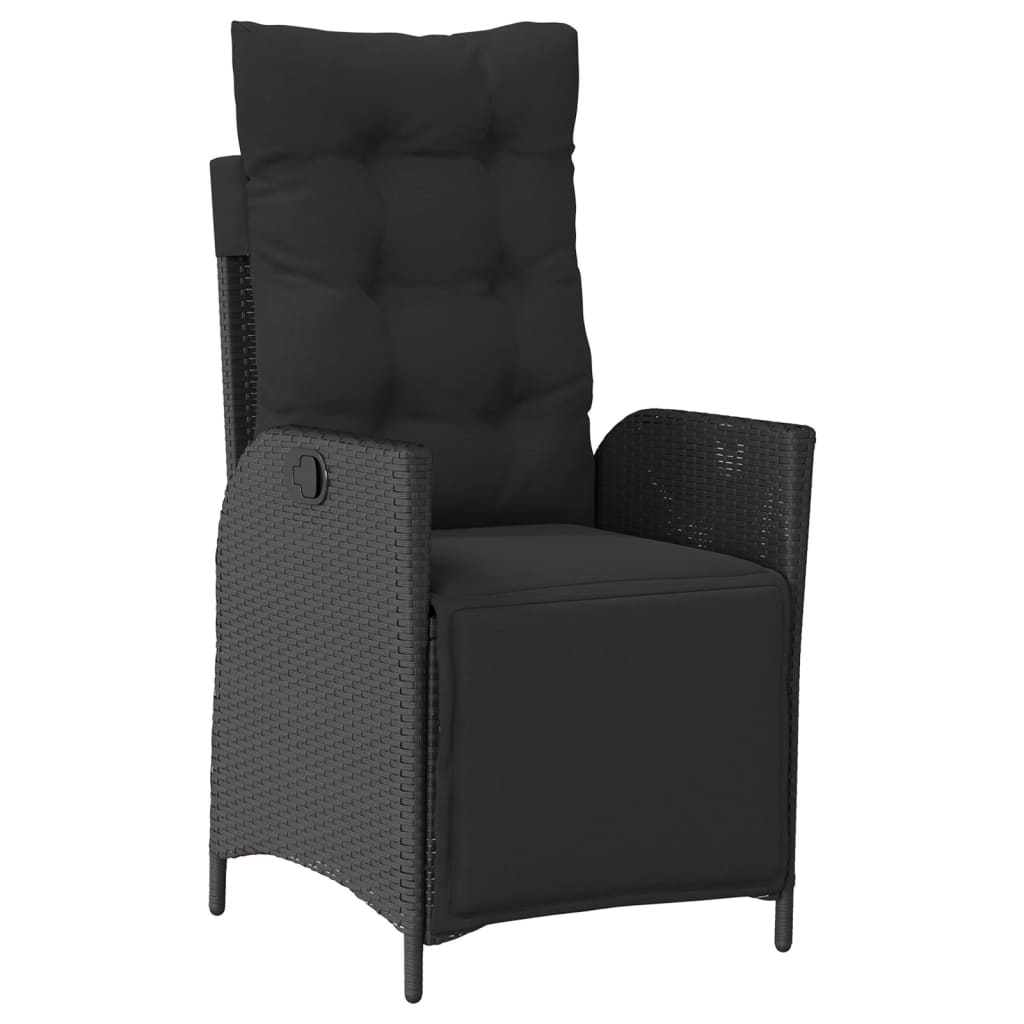 3-Delige Tuinset Met Kussens Poly Rattan 2 90 cm tafellengte Zwart