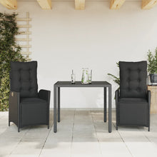 3-Delige Tuinset Met Kussens Poly Rattan 2 90 cm tafellengte Zwart