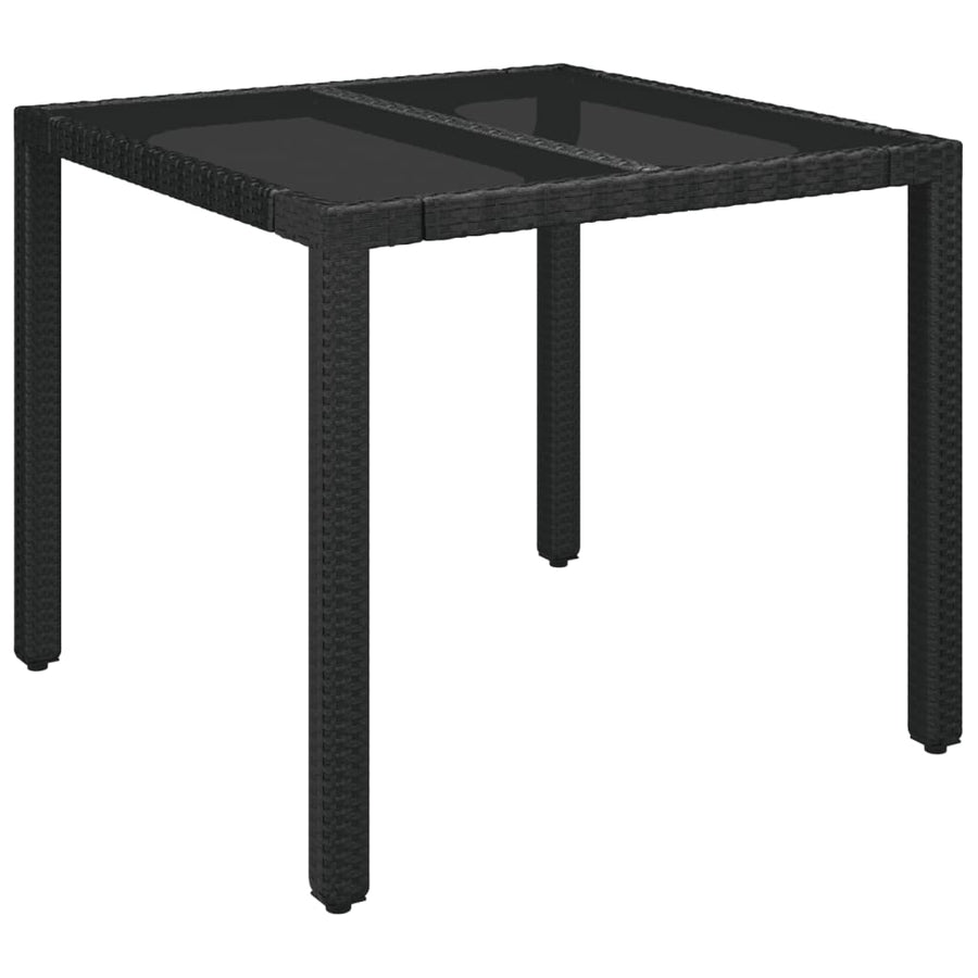 5-Delige Tuinset Met Kussens Poly Rattan 4 90 cm tafellengte Zwart