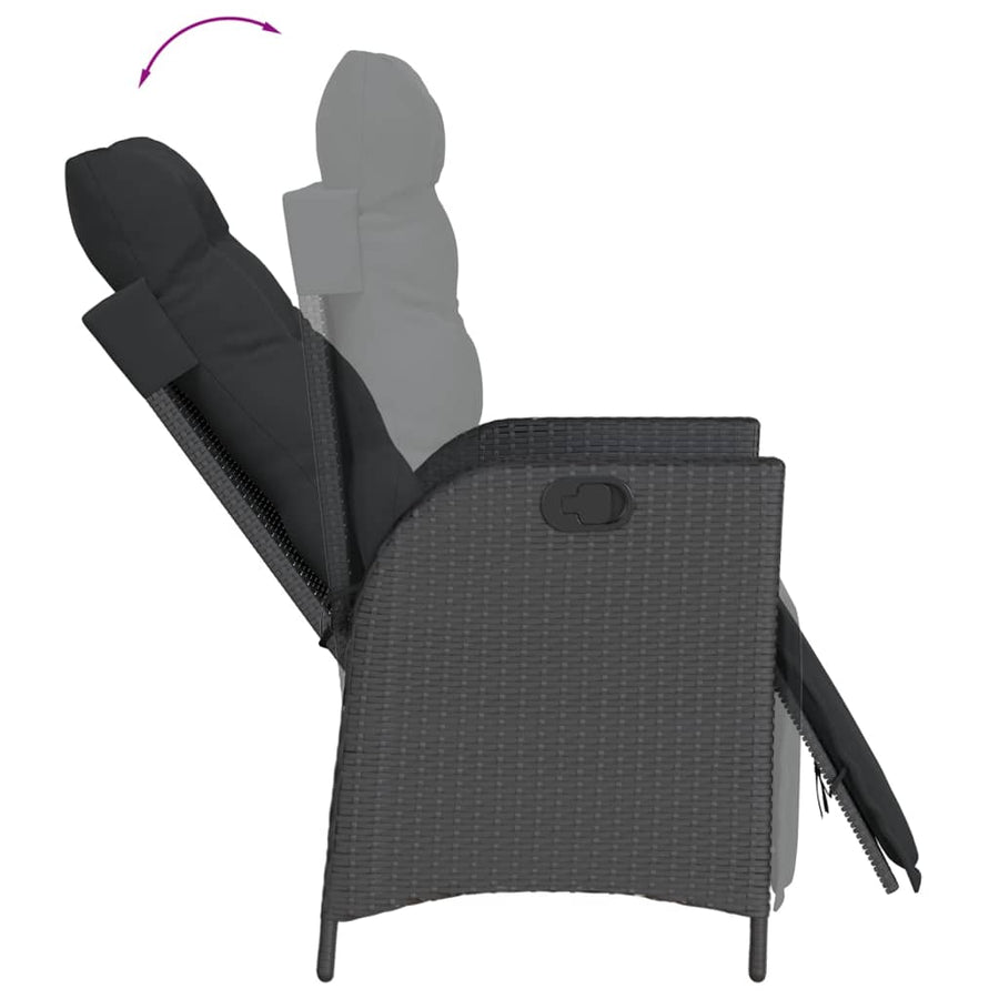 5-Delige Tuinset Met Kussens Poly Rattan 4 90 cm tafellengte Zwart