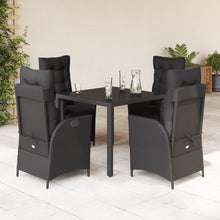 5-Delige Tuinset Met Kussens Poly Rattan 4 90 cm tafellengte Zwart
