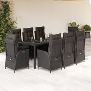 Tuinset poly rattan 9-delig zwart