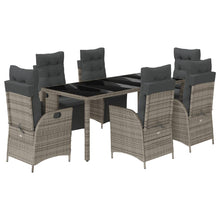 7-delige Tuinset met kussens poly rattan grijs