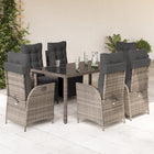 7-Piece Garden Set with Cushions Poly Rattan Grey