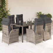 Tuinset 7-delig poly rattan grijs