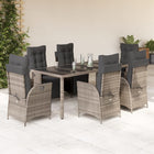 9-piece Garden Dining Set with Cushions Poly Rattan Grey