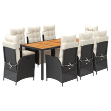 9-Delige Tuinset Poly Rattan 8 190 cm tafellengte Zwart en crème