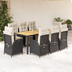 9-piece Garden furniture set poly rattan black