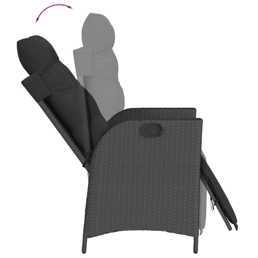 7-Delige Tuinset Met Kussens Poly Rattan 6 190 cm tafellengte Zwart