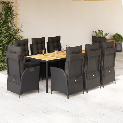 9-Delige Tuinset Poly Rattan 8 190 cm tafellengte Zwart