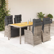 Tuinset 5-delig poly rattan grijs