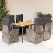 Tuinset 7-delig poly rattan grijs