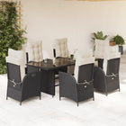 7-Piece Poly Rattan Garden Set with Cushions Black