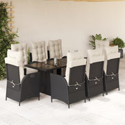 Tuinset 9-delig poly rattan zwart