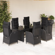 Tuinset 7-delig poly rattan zwart met kussens