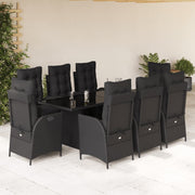 Tuinset poly rattan 9-delig zwart