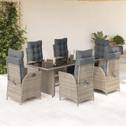 Tuinset 7-delig poly rattan grijs