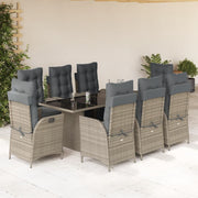 Tuinset 9-delig poly rattan grijs