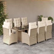 Tuinset 9-delig poly rattan beige