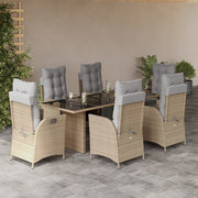 Tuinset 7-delig poly rattan gemengd beige