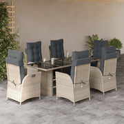 Tuinset 7-delig poly rattan grijs