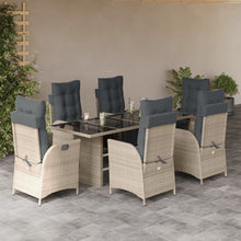 7-delige Tuinset met kussens poly rattan grijs